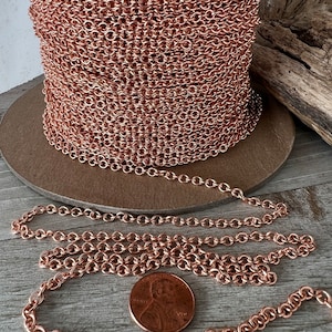 50 Ft. COPPER CABLE CHAIN, 4.25mm x 3.6mm links, Pure Copper Bulk Chain, Bulk Price