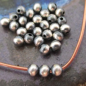 3mm Navajo Pearls, Oxidized Sterling Silver Beads, .9mm Hole, You Get 10 Beads