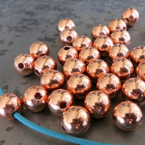 Round Copper Beads, 8mm Hollow Beads, Seamed Copper Beads, 1.8mm Hole, Made in USA