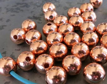 Round Copper Beads: 8mm Seamed Hollow Beads, Made in USA