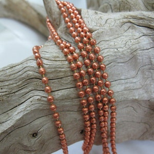 2.4mm COPPER BALL Chain, Free Connectors, Bright Raw Copper, All Copper Chain,  Made in USA