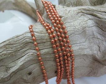2.4mm Copper Ball Chain with Connectors - Made in USA