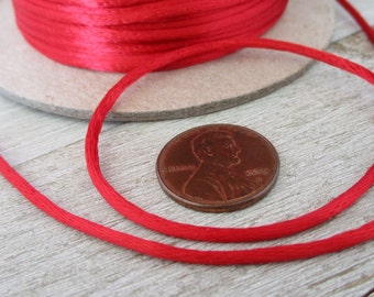 2mm Red Knotting Cord, BULK SPOOL 144 Yards, Made in US, Kumihimo, Rattail Cord