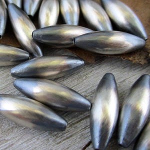 Navajo Pearls Elliptical Beads, 5x15mm with 1.2mm hole Oxidized Sterling Silver Beads, You Get 2 Beads
