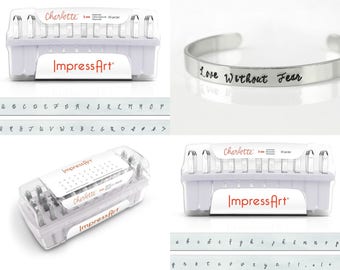 ImpressArt Charlotte Alphabet Stamp Set, 3mm Upper or Lower Case, Stamps for Metals in Case