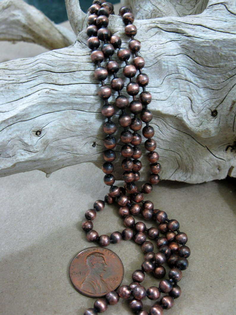 Copper Ball Chain Oxidized 4.5mm Large Balls, Bulk Chain 6 to 10 Ft, connectors included image 3