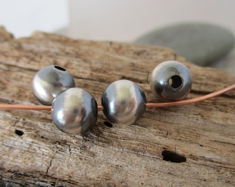 10mm Desert Pearl, Oxidized Sterling Silver Beads, 2.5mm Large Hole Beads, You Get 1 Bead