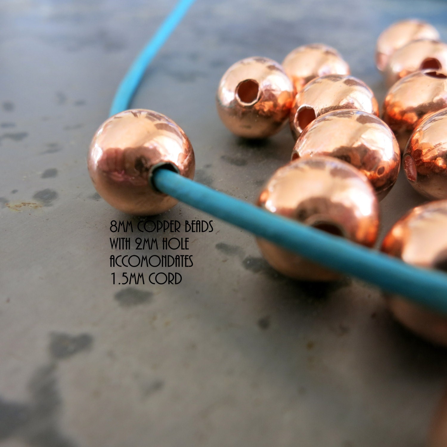 5 MM Copper Round Hollow Beads Hole 1.8 MM Genuine Solid Copper 