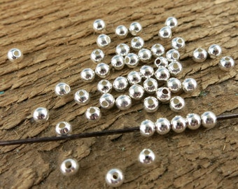 50 Sterling Silver 2.5mm Beads, Seamless Round Beads, Pack of 50