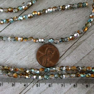 4mm Sunflower Celestial Etched Faceted Beads, Czech Glass Seed Beads, Strand of 50 image 3