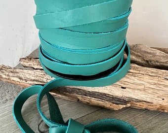 10mm Turquoise Deertan Flat Lace, 3 Feet of Soft Water Resistant Genuine Leather Cord, 3/8 Inch Wide