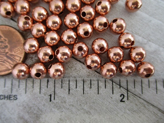 COPPER ROUND 6MM Beads 25 Pieces, Seamed Hollow bead, 1.6mm Hole, Ready to  Ship, Made in US
