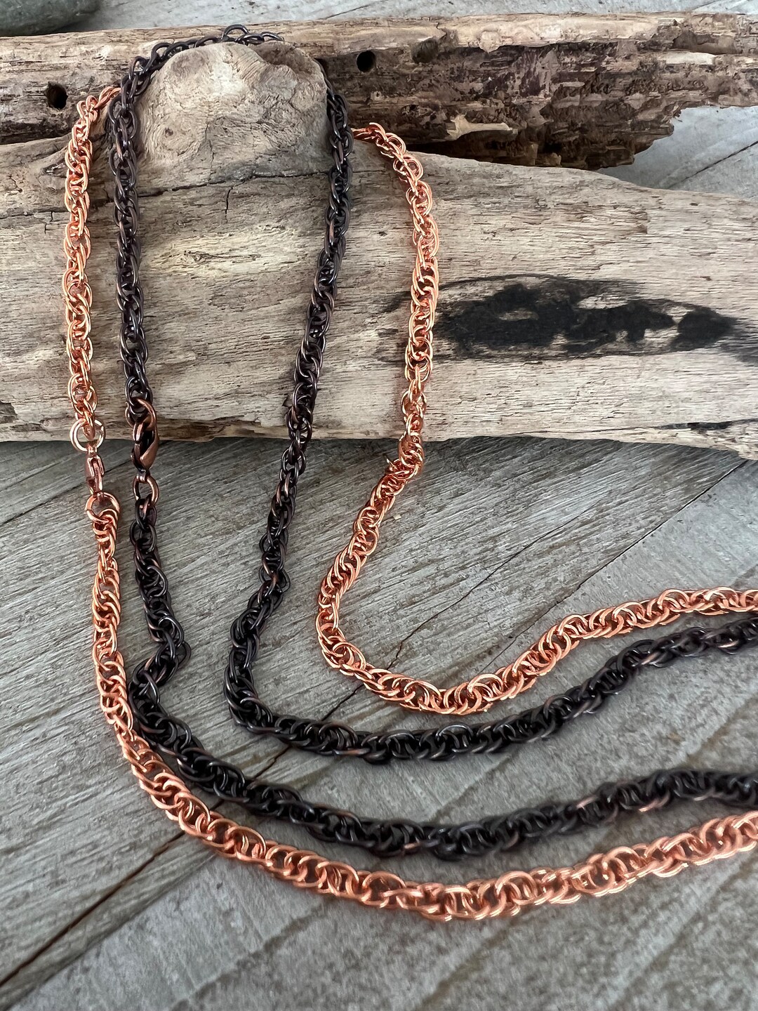Pure Copper Rope Chain Necklace: Bright or Antique, Made in USA - Etsy