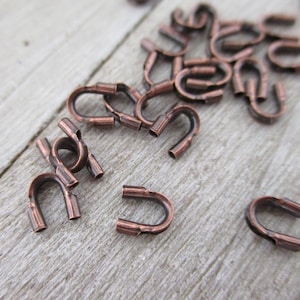 Genuine Copper Wire Guards, Antique Copper Finish, 50 Pieces for .010 to .019&quot; Wire