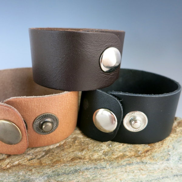Leather Cuff Blanks, 1 1/4" x 8 1/2",  Top Grain Leather in Black, Red Brown or Light Brown,