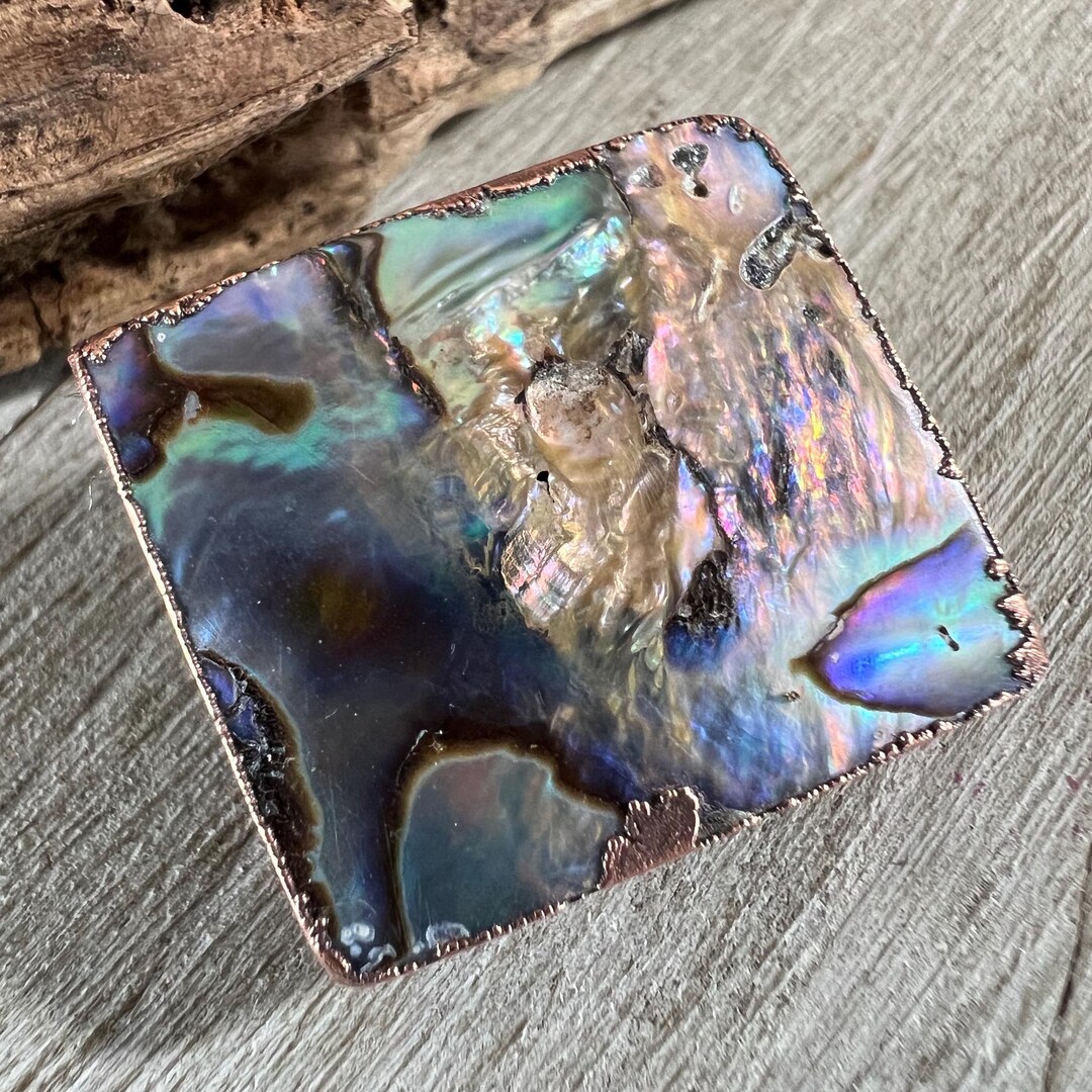 Paua Abalone Shell Focal Button, 26x23mm Electroformed Copper & Abalone ...