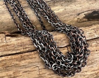 Ancient Relic Patina COPPER Chain, Antique Silver Patina, Mixed Metal Jewelry, 4.25mm x 3.6mm Cable Unsoldered Links,  Bulk Chain No Clasp,