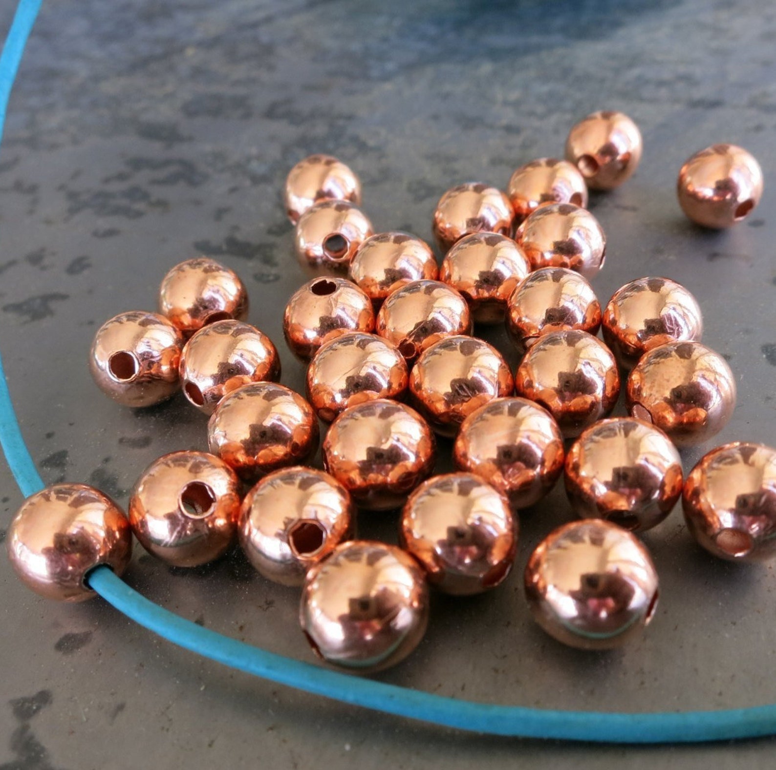 Round Copper Beads 8mm Hollow Beads Seamed Copper Beads Etsy