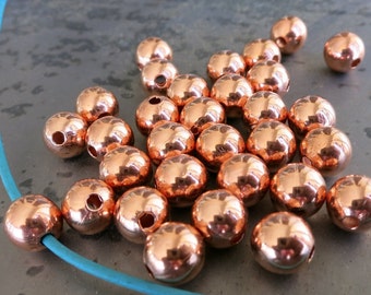 Round Copper Beads, 8mm Hollow Beads, Seamed Copper Beads, 1.8mm Hole, Made in USA