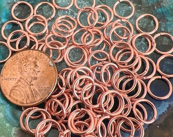 18G 8mm Copper Jump Rings, Pk of 50, Bright Sealed All Copper, Not Plated