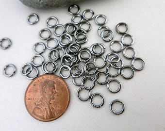 6mm 18G Gun Metal Jump Rings, Round Open Rings, 100 Pieces, Ready to Ship