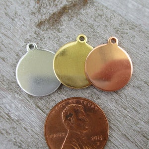 5/8&quot; Metal Stamping Blanks, Copper, Brass, Aluminum Tags