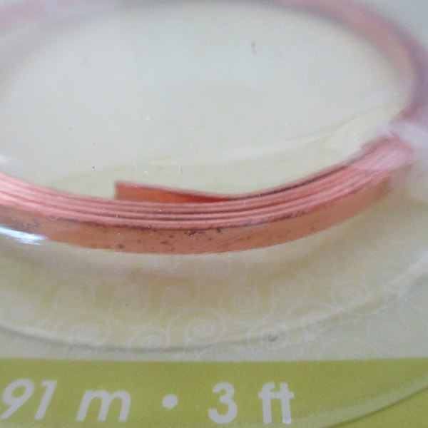 21G Flat Copper Craft Wire, 3mm x .75mm, Tarnish Resistant, 3 Feet Length, Artistic Wire