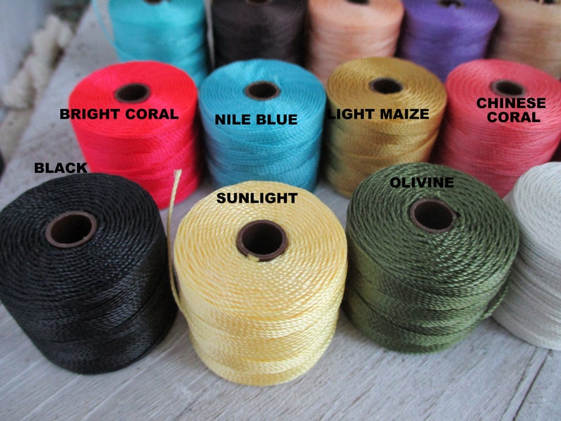 Mala Cord 77 Yard Spool Micro Macrame Kumihimo Crochet Cord Choice of Colors 0.5mm Diameter S-Lon Tex 210 Beading Cord