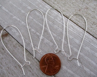 2" STERLING SILVER Kidney Earwires, 2 Pairs, 20G, Ready To Ship