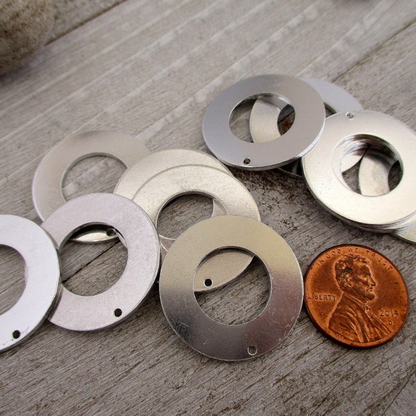 1" Aluminum Washer with Hole,  ImpressArt Premium 16 Gauge Metal Stamping Blanks,  Choose 6 or More, Ready to Ship!