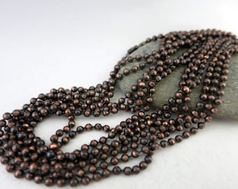 2.4mm COPPER BALL CHAIN, Hand Oxidized and Sealed, 1 Ft to 20 Ft,  Copper Connector with each Foot of Chain, Bulk Chain