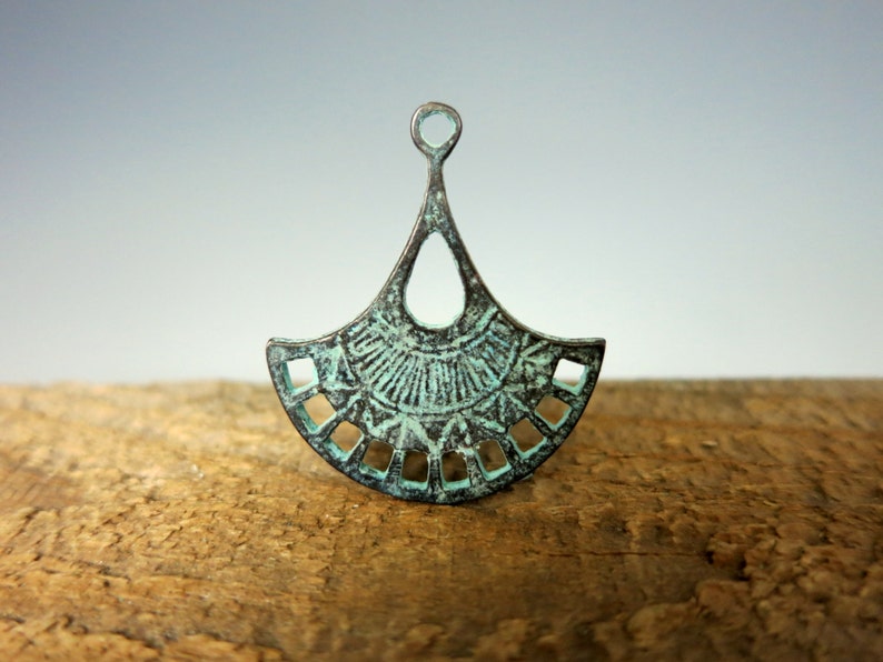 2 Fan Pendants, 31x21mm, Mykonos Green Patina Or Antique Pewter, Metal Casting, Lead Free Metal, Made in Greece, MX118 image 5