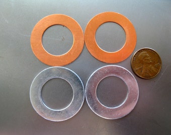 1 1/4 Inch Washers, Round Stamping Blanks, Copper or Aluminum, Set of 4, Ready to Ship!