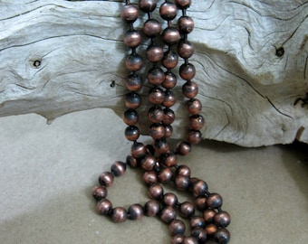 Copper Ball Chain Oxidized 4.5mm Large Balls, Bulk Chain 6" to 10 Ft, connectors included