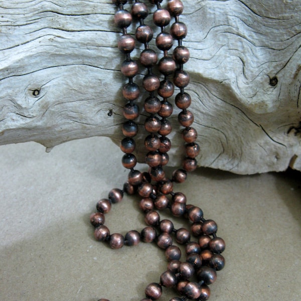 Copper Ball Chain Oxidized 4.5mm Large Balls, Bulk Chain 6" to 10 Ft, connectors included