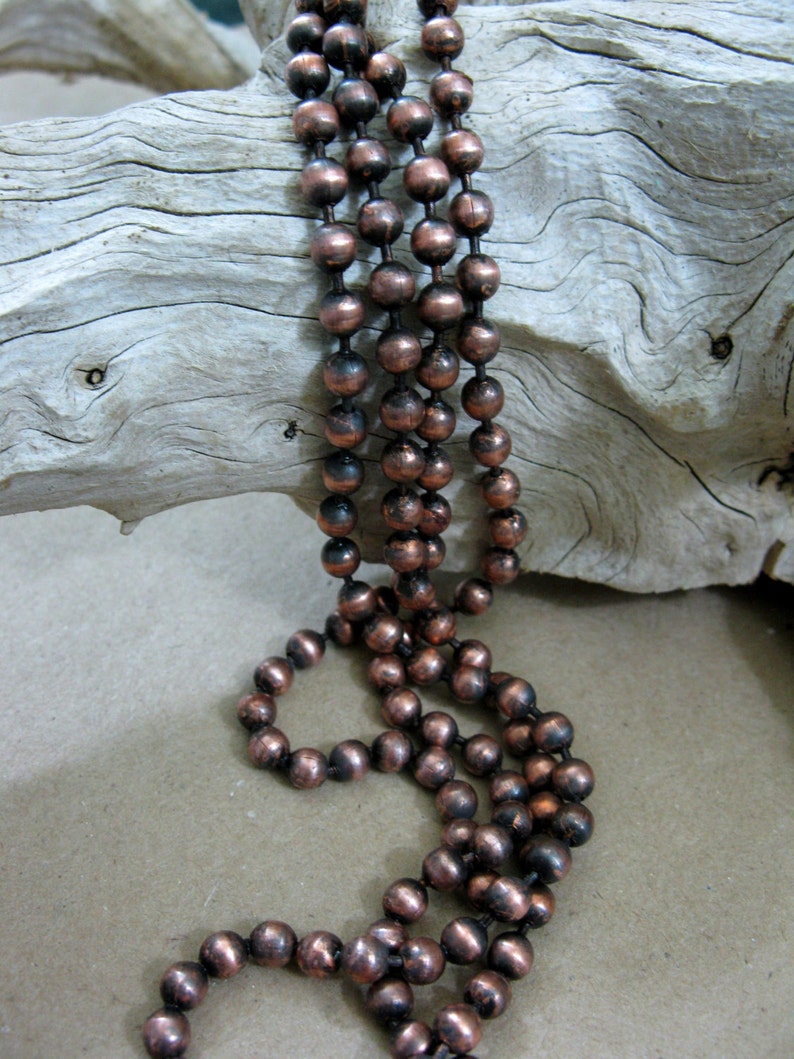 Copper Ball Chain Oxidized 4.5mm Large Balls, Bulk Chain 6 to 10 Ft, connectors included image 1