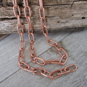 Pure COPPER Paper Clip Chain 5.82 x 10.92mm, Textured Cable Chain, Bright Copper or Hand Oxidized, Bulk Chain No Clasp, Unsoldered Links