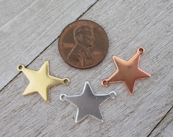 6 Star with 2 Rings Stamping Blanks, ImpressArt Premium 18G Copper, 18G Brass or 16G Aluminum