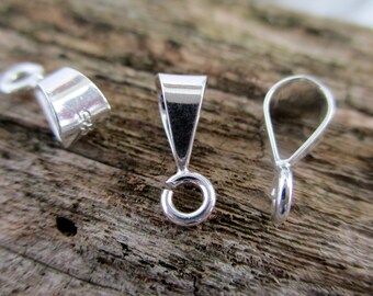 2 Sterling Silver Bails with Open Ring, 11mmx3mm with 3mm Inside Diameter