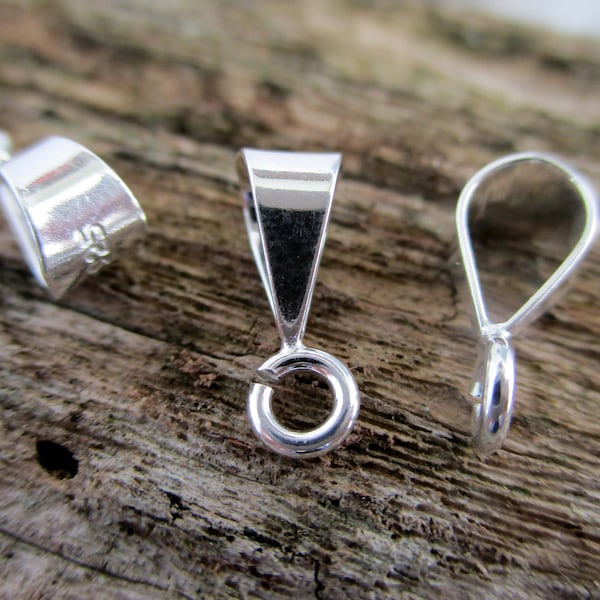 2 Sterling Silver Bails with Open Ring, 11mmx3mm with 3mm Inside Diameter