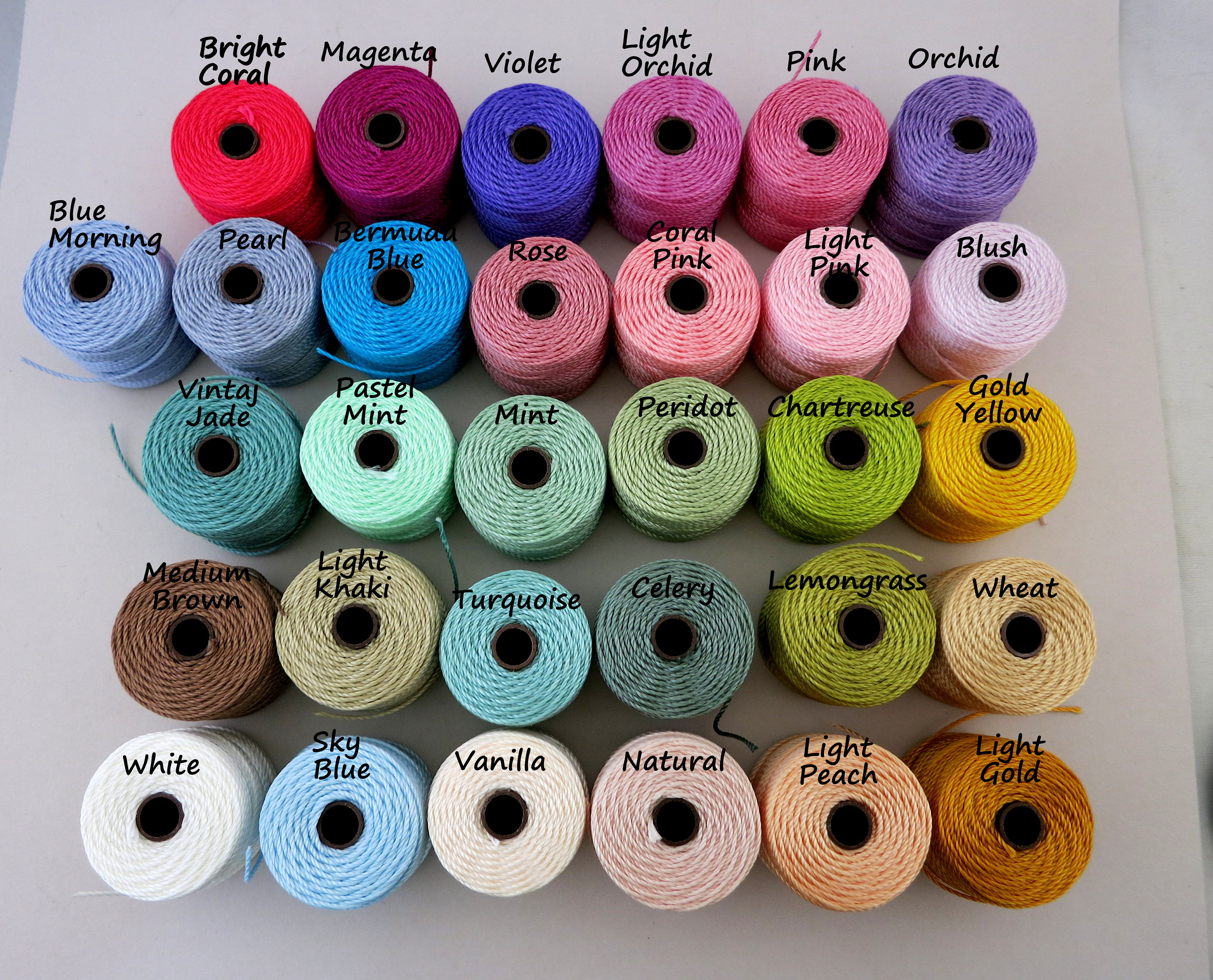 S-lon Tex 400 Beading Cord, Kumihimo, Macrame, Crochet Cord, 0.9mm Diameter,  35 Yard Spool, Spring Colors, Pastel & Bright Colors 