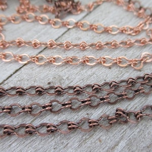 Pure Copper SMALL Ladder Chain, 2.86x5.21mm links, Bulk Chain - No Clasp, Choose Bright or Antique Copper, Item #L1H2