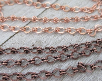 Pure Copper Small Ladder Chain, 2.86x5.21mm links, NO CLASP, Bulk Chain, Choose Bright or Antique Copper