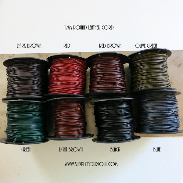 1mm Leather Cord Natural Dye, 3 yards, Choose Color, Ready to Ship!