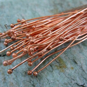 COPPER BALL HEADPINS, 21 Gauge 3 Inch Length, Lot of 20 image 1