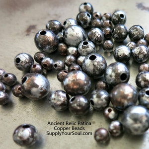 10 COPPER Beads, Ancient Relic PATINA , Hand Altered Patina, Choose 4mm, 6mm, 8mm or 9.5mm Beads