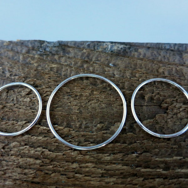 Sterling Silver 18G Round Closed Links, 2 Pieces, 17mm,20mm or 25mm, Sterling Silver Connector, Ready To Ship