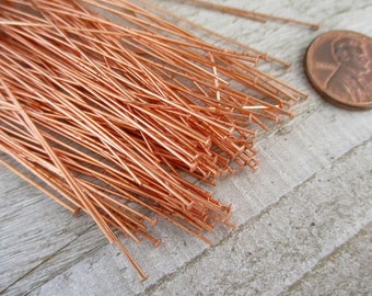 50 COPPER HEADPINS 22 gauge,  3 inch length Bright Copper