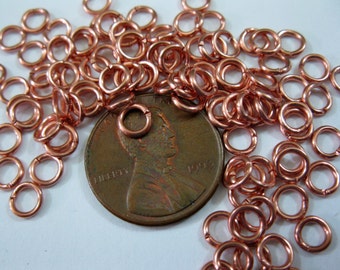 19G 5mm Oxidized Copper JUMP RINGS, Pack of 100, Solid Copper Hand Oxidized, Ready to Ship