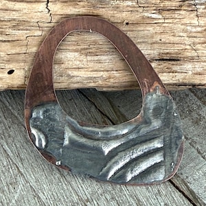 Stamped Silver on Copper Washer Pendant, Rustic Handmade, Mixed Metal Jewelry Components #428F